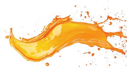 Orange watercolor brush stroke splash with uneven natural edges isolated on white background