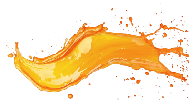 Orange watercolor brush stroke splash with uneven natural edges isolated on white background