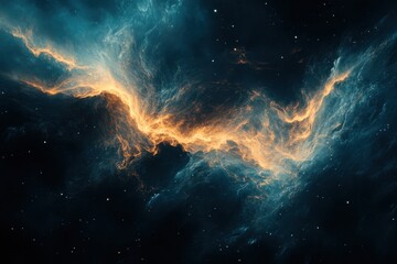 Fototapeta premium Cosmic River of Gold and Teal