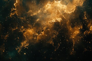 Naklejka premium Cosmic wonder: A nebula ablaze in golden hues.