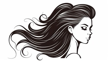 Stunning profile of a woman showcasing her handpicked hair against a clean white backdrop, creating a striking silhouette.