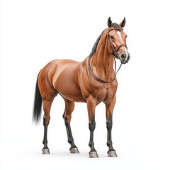 Obraz premium A majestic brown Standardbred horse stands gracefully, showcasing its strength and beauty. Perfect for equestrian and nature-themed projects.