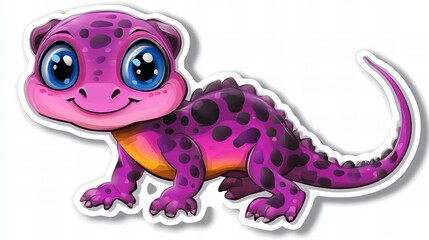 Adorable cartoon lizard with big eyes and vibrant purple scales. Perfect for kids' designs!