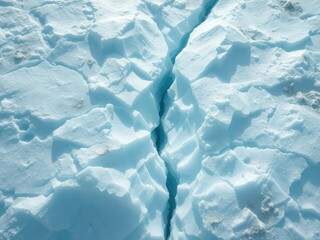 Obraz premium Deep fractures in glacial blue ice, sharp edges, translucent , crystal, frozen
