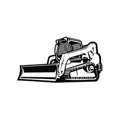 Skid track loader monochrome vector icon isolated. Best for constrution related industry