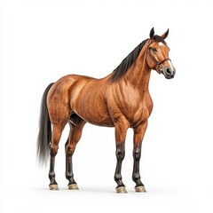 Obraz premium A majestic brown Tennessee Walker horse stands proudly, showcasing its strong physique and graceful presence in a serene setting.