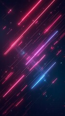 Obraz premium Neon Dynamic Diagonal Light Rays Background. Techno Digital Geometric Concept Design For Wallpaper, Banner, Presentation, Background