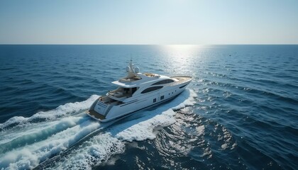 Luxurious yacht cruising through clear blue waters under a sunny sky for a perfect vacation