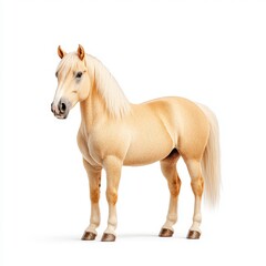 Fototapeta premium A majestic golden Fjord horse standing proudly, showcasing its stunning coat and strong physique in a neutral background.