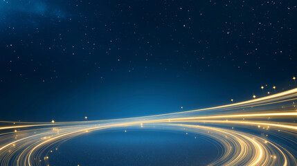 Blue starry sky glowing lines technology background