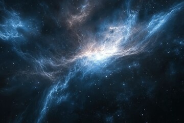 Fototapeta premium Cosmic Nebula: A vibrant swirl of blues and whites in the vast expanse of space.