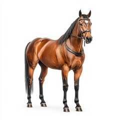 Obraz premium A majestic Trakehner horse standing tall, showcasing its elegance and strength in a pristine environment.
