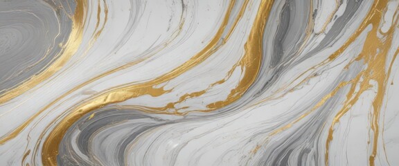 Swirling, veined abstract marble; white, grey, gold hues,  mineral,  backdrop
