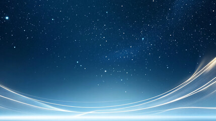 Blue starry sky glowing lines technology background