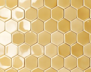 Honeycomb Pattern of Pale Gold Hexagonal Tiles