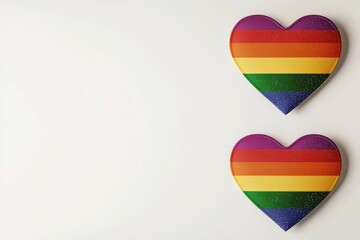 Celebrating Love and Pride Vibrant LGBTQ Emotion Through Colorful Heart Symbols in a Minimalist Setting