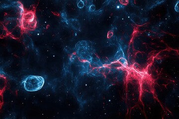 Cosmic Nebula: A vibrant dance of red and blue energy.
