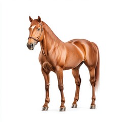 Obraz premium A stunning brown Missouri Fox Trotter horse stands majestically, showcasing its elegance and strength against a clean background.