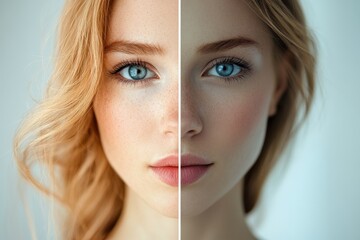 Contrasting image of an attractive woman issue neat