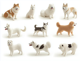 Fototapeta premium 12 icônes de chiens en 3D sur fond blanc