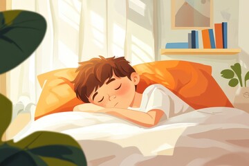 Sleeping children and teens on a bed Dreaming and napping