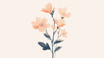 Peach blossoms, watercolor, branch, serene background, design element