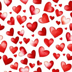 Romantic Red Watercolor Hearts Pattern Perfect for Valentine's Day Cards and Designs
