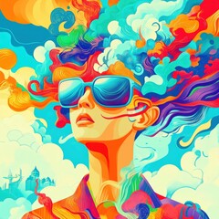 Abstract creativity in a colorful surreal landscape a unique digital perspective