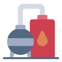 Oil refinery flat icon depicting a complex industrial setup for processing and refining