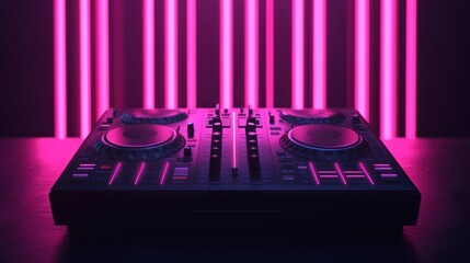 DJ Mixer Neon Party Studio Setup