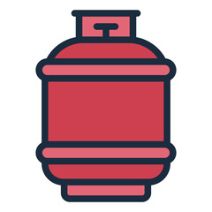 Gas cylinder container filled line icon for storing compressed gases used in industrial applications