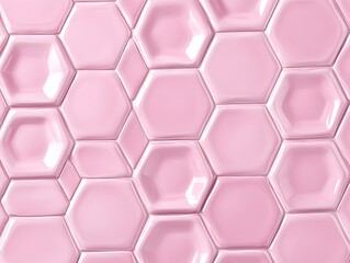 Fototapeta premium Pink Glossy Hexagonal Tile Pattern