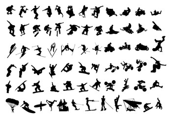 Extreme Sports Silhouette Vector Pack graphic drawing illustration for stickers, streetwear, t-shirts, logos, print-on-demand, print, or branding