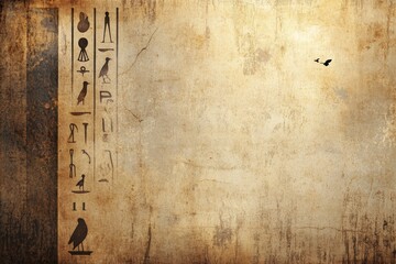 Ancient egyptian hieroglyphs on aged papyrus background