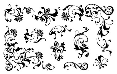 Artistic Flourishes: A collection of elegantly crafted, swirling floral designs, each a testament to artistic skill and aesthetic beauty. 