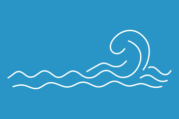 Minimalist wave lines. Sea ocean ripple water doodle style. Simple hand drawn illustration design.