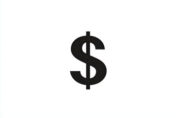 Fototapeta premium Black dollar sign symbol on white background: financial icon