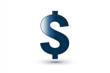 Bold blue dollar symbol on white background: financial and economic representation