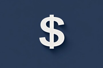 Fototapeta premium White dollar sign on dark blue background for financial and economic themes