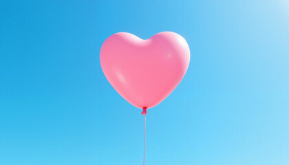 Pink heart-shaped balloon against a clear blue sky