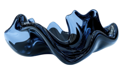 Abstract black fluid glass transparent background