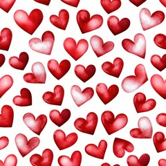 Romantic Watercolor Hearts Seamless Pattern Perfect for Valentine's Day Cards and Designs