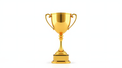 Shiny gold trophy isolated on a clean white background.