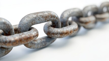 Obraz premium Industrial action rusty metal chain close-up studio setting macro photography textured background
