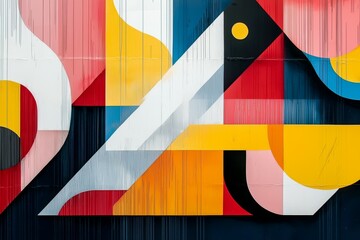 Naklejka premium Colorful abstract painting with a bird in the middle