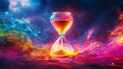 Hourglass Of Time Cosmic Sands Flowing Through Eternity