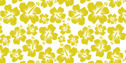 Hibiscus flower Hawaiian tropical seamless pattern. nature floral abstract back ground.