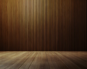 Dark Brown Wood Slat Wall and Floor