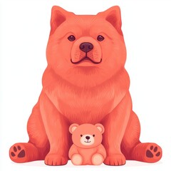 Adorable Cartoon Dog with Plush Toy in a Bright, Playful Style
