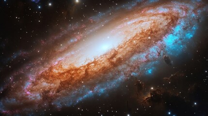 Obraz premium Celestial Spiral Galaxy Swirling Cosmic Dust and Stars